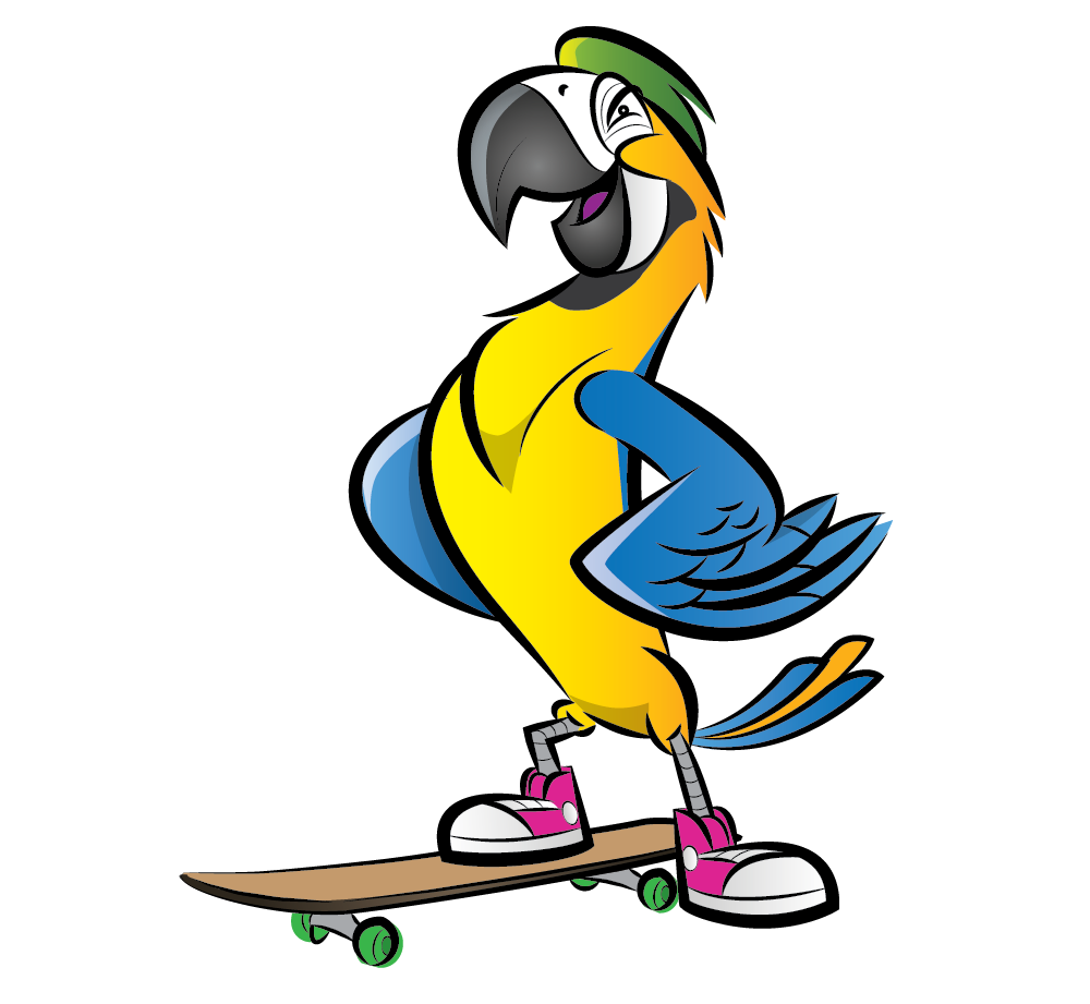 Marta - Arara  Empoderada, usa tênis para evitar a armadilha do visgo e adora skate